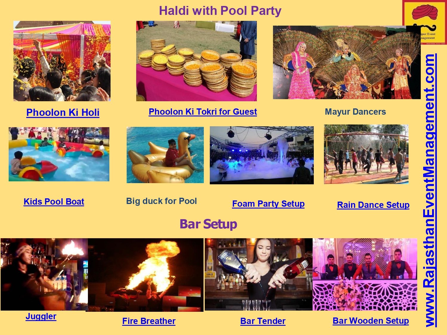 Haldi Pool Party Decoration | Rajasthani Mela Carnival Stalls PAN India