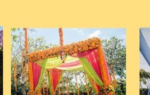 Greenery Wall with Marigold Swags - Best Lakh Bangle Maker India